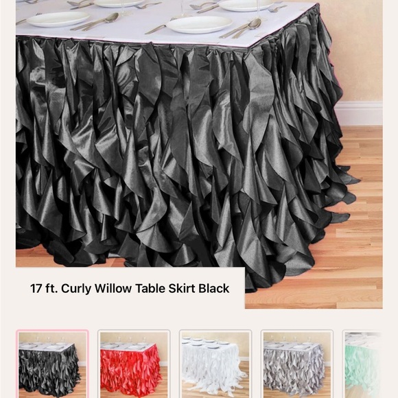 Elegant Black Curly Willow Table Skirt - Picture 1 of 1